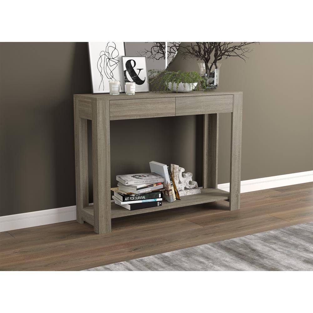 Dark Taupe 40"L Modern Console Table with Storage