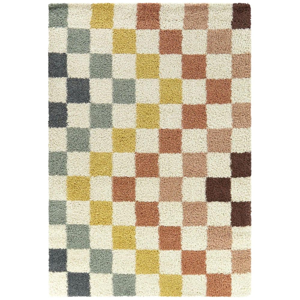 Balta Rugs 7'10"x10' Sydney Rainbow Checkered Shag Kids' Rug Cream