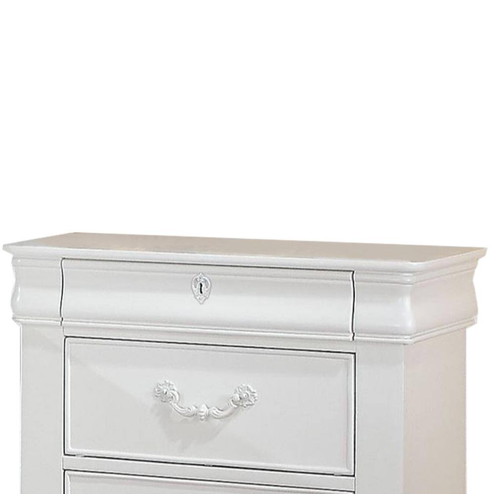 Estrella Princess White 2-Drawer Nightstand with Crown Carving