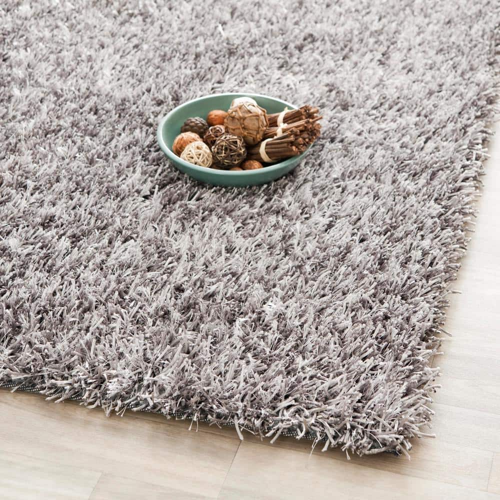 Platinum Ivory 4' x 6' Handmade Wool & Synthetic Tufted Shag Rug