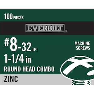 #8-32 x 1-1/4 in. Zinc Plated Combo Round Head Machine Screw (100-Pack)