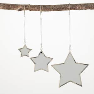 2 in. 3 in. and 4.75 in. Mirrored Star Ornament - Set of 3, Clear Christmas Ornaments