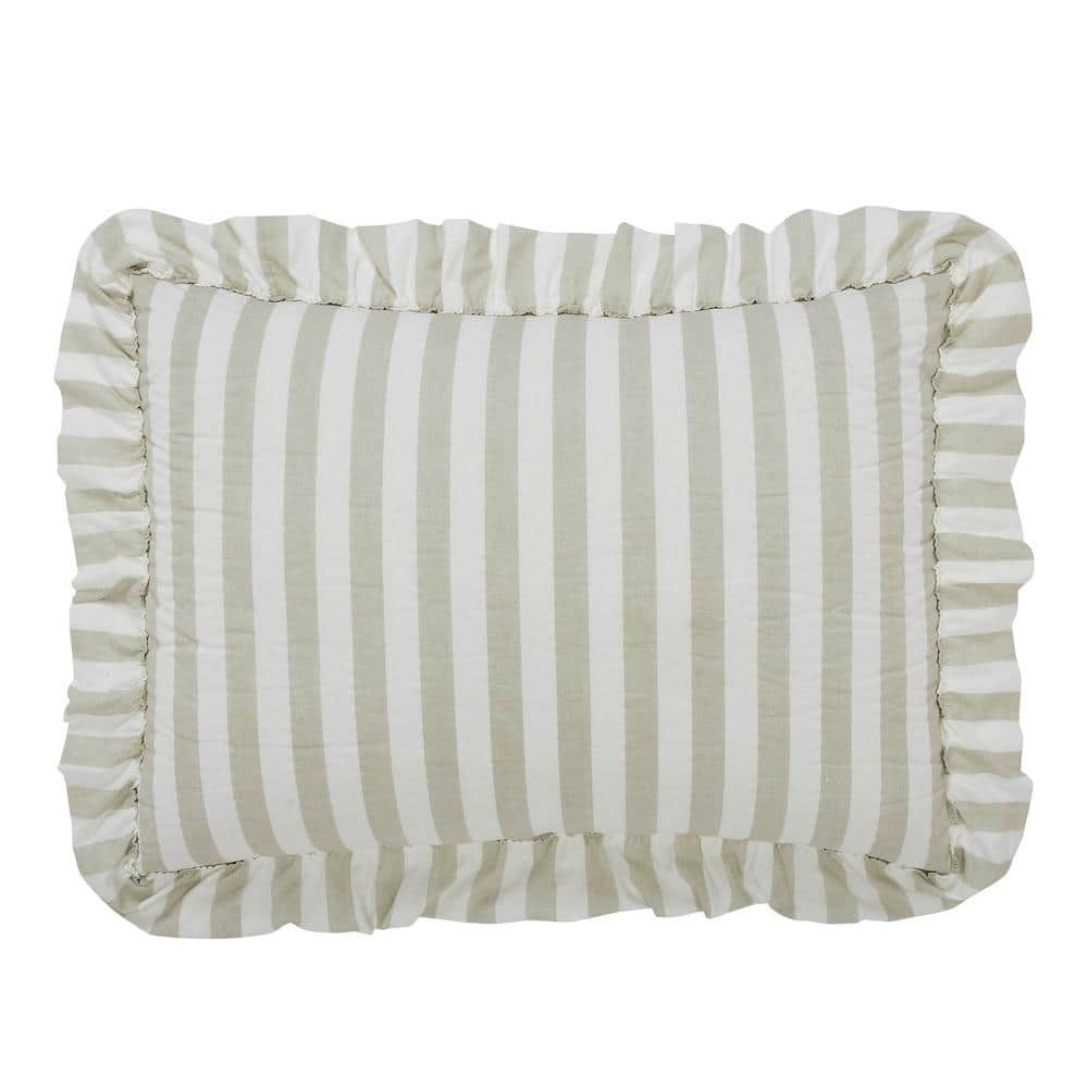 Soft White Cotton Ruffled Standard Sham with Stripes