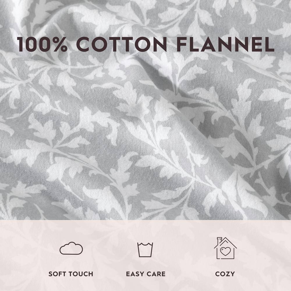 Crestwood Gray Cotton Flannel Full Sheet Set with Pillowcases