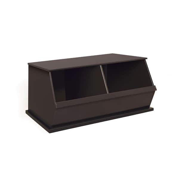 Badger Basket 37 in. W x 17 in. H x 19 in. D Espresso Stackable 2-Storage Cubbies