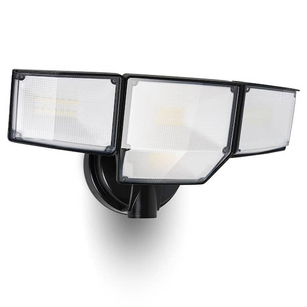 LUTEC 475-Watts equivalent 9000-lumens 320° Black Non Motion Sensing Integrated LED Flood Light