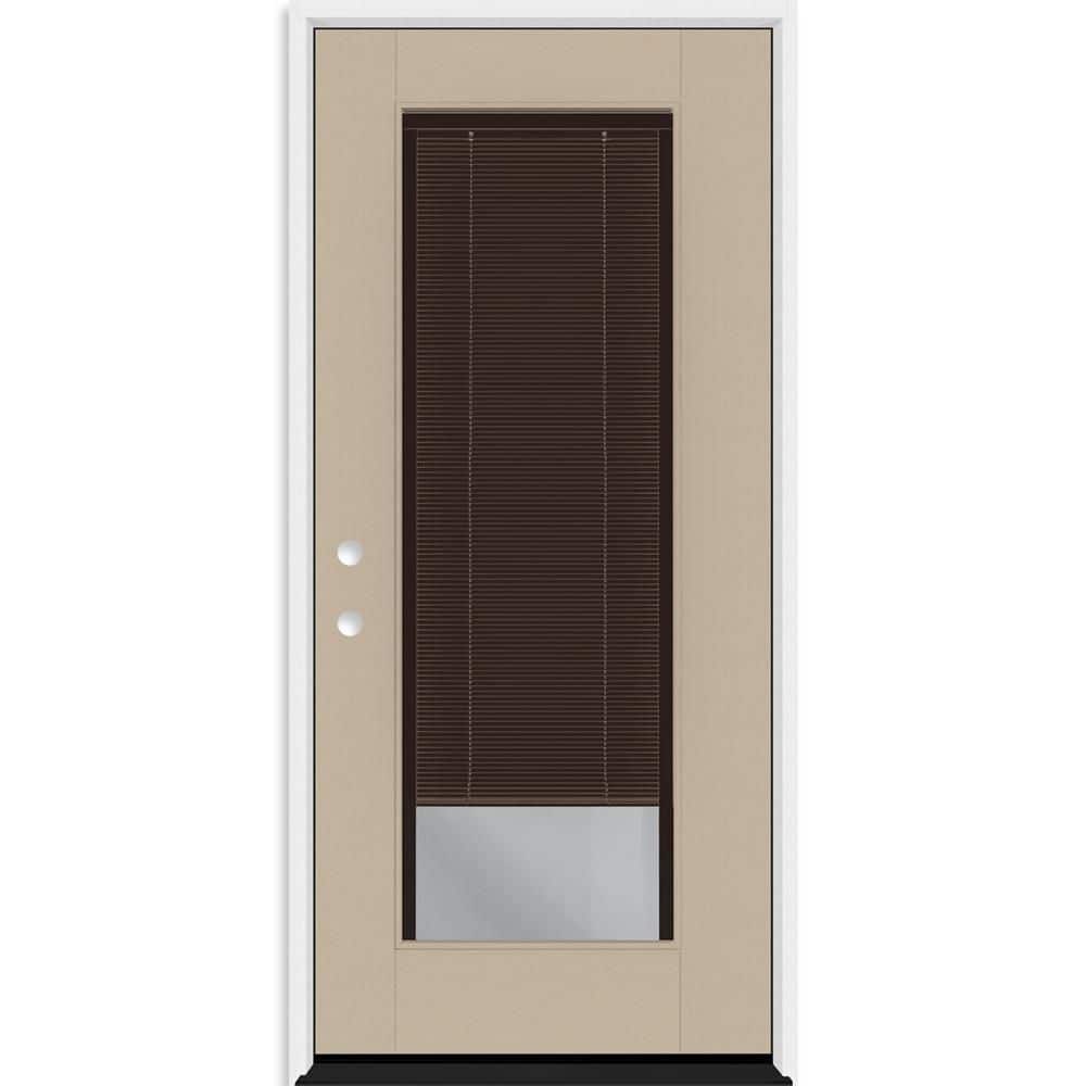 Legacy 36 in. x 80 in. Full Lite Clear Glass Mocha Miniblind RHIS Sandstone Fiberglass Prehung Door w/ 6-9/16 in. Jamb price history on PriceWatchPro