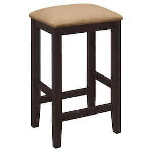 Carmina 25.5 in. H Cappuccino Backless Wood Frame Counter Stool with Fabric Seat (Set of 4)