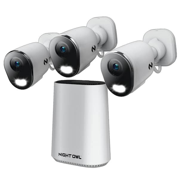Night Owl 8-Channel 4K 64GB Smart NVR Security Camera System with 3-Plug-In Wireless Spotlight Cameras with 2-Way Audio