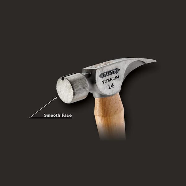 Stiletto - 14 Oz. Titanium Smooth Face Hammer with 18 in. Curved Hickory Handle