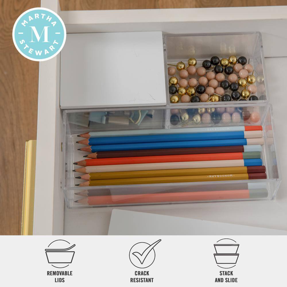 Clear Stackable Plastic Storage Bins with White Lids, 3 Pack