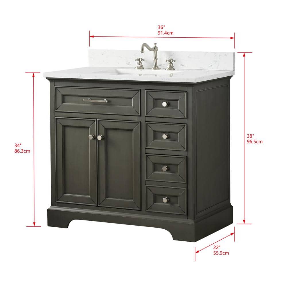 Thompson 36'' Silver Gray Freestanding Bathroom Vanity