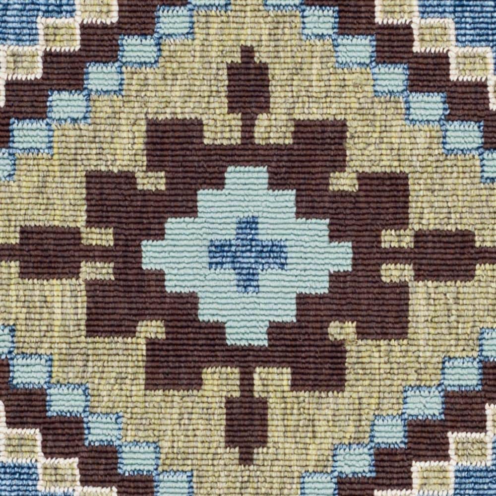 Green and Chocolate Synthetic Floral Indoor/Outdoor Area Rug