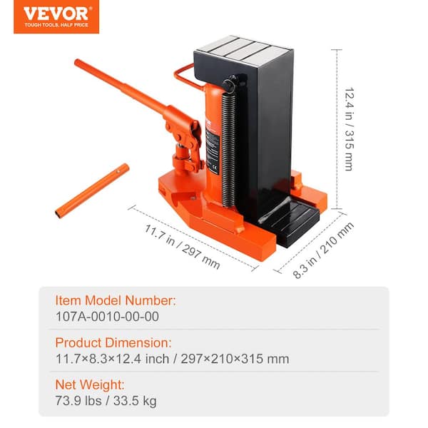 VEVOR Hydraulic Toe Jack 10 Ton On Toe Toe Jack Lift 20 Ton On Top