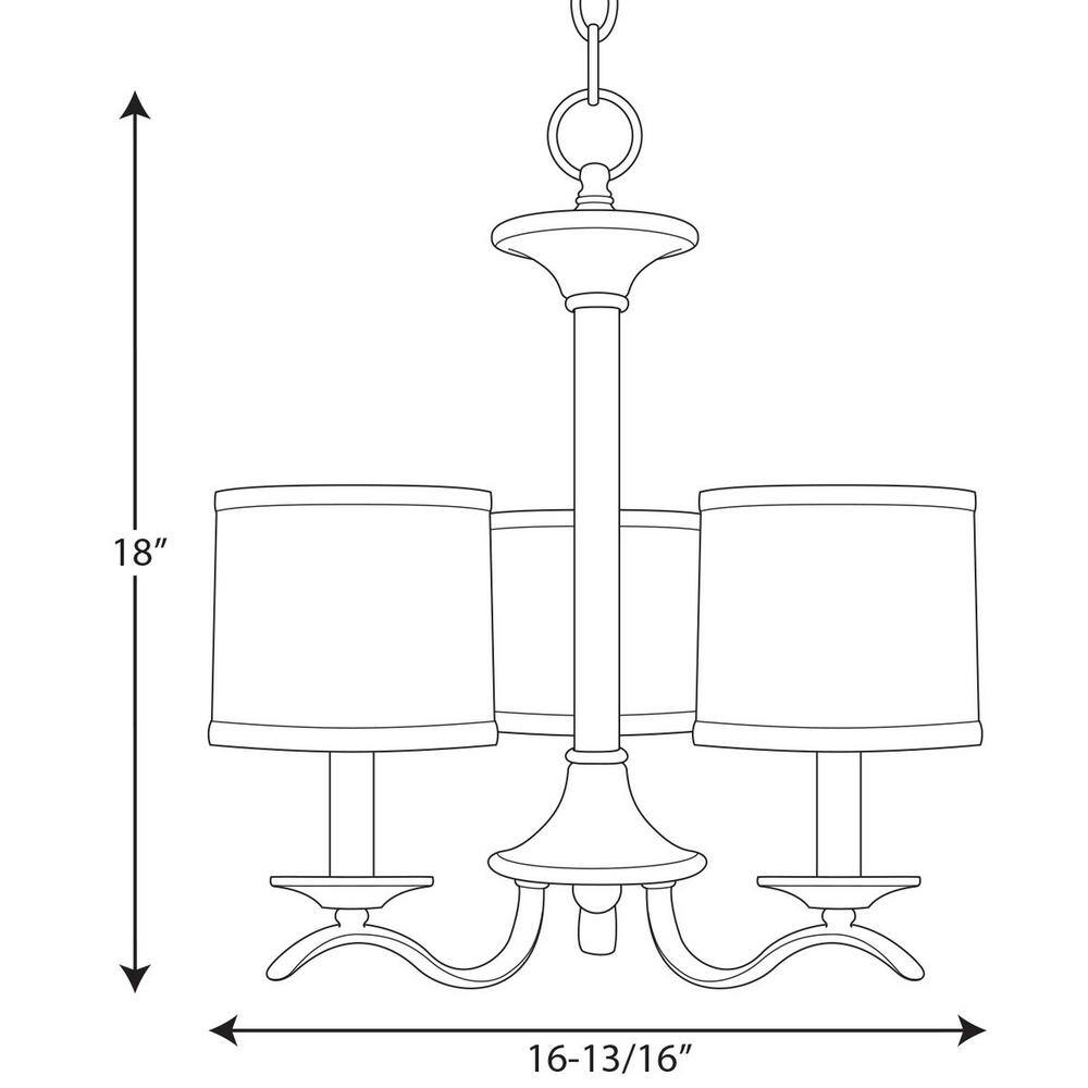 Brushed Nickel 3-Light Chandelier with Off-White Drum Shades