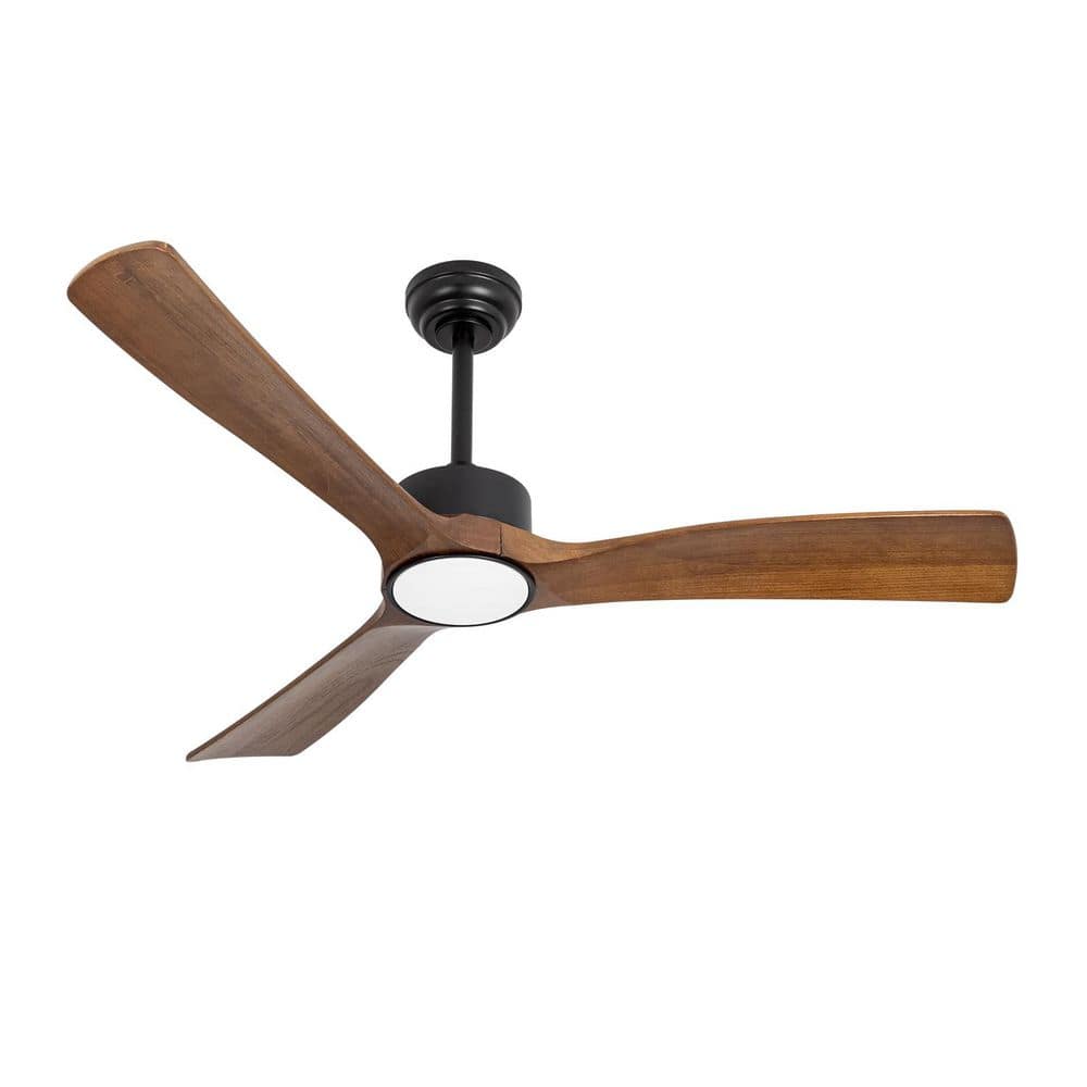 52 in. LED Indoor Outdoor Matte Black and Mahogany Finished Ceiling Fan with 1-Light and Remote Control price history on PriceWatchPro