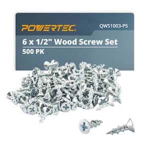 #6 in. x 1/2 in. Phillips Flat Head Deep Thread Nickel (Zinc Plated Design) Woodworking Wood Screw (500-Pack)