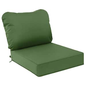 24 x 24 Outdoor Deep Seat Lounge Chair Patio Cushions, Zipper Closure Covers with 2-Ties, Dark Moss Green (Set of 1)