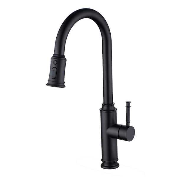 SUMERAIN Single Handle Pull Down Sprayer Kitchen Faucet with Pull Out Spray Wand in Matte Black