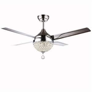 44 in. Integrated LED Indoor Silver Modern Crysta Ceiling Fan with Remote