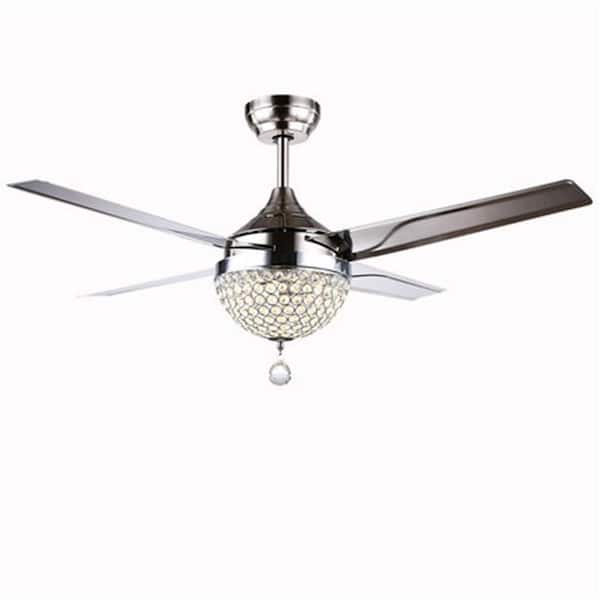 OUKANING 44 in. Integrated LED Indoor Silver Modern Crysta Ceiling Fan with Remote