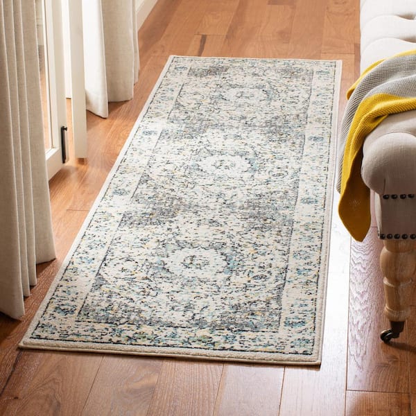 Evoke2 ft. x 7 ft. Gray/Gold Border Runner Rug