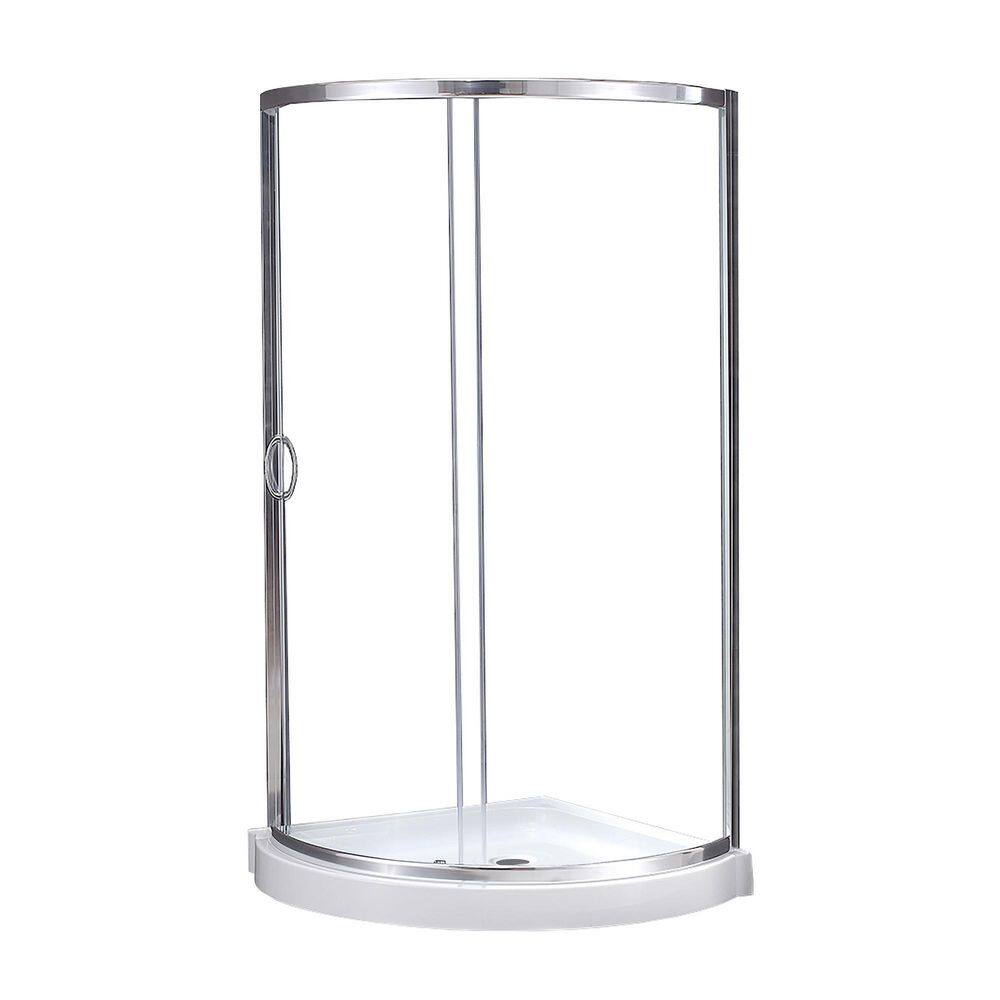 Breeze 36'' x 76'' Frameless Chrome Shower Kit with Clear Glass