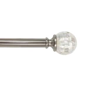 72 in. - 144 in. Telescoping 1 in. Single Curtain Rod Kit in Brushed Nickel with Shell Ball Finial