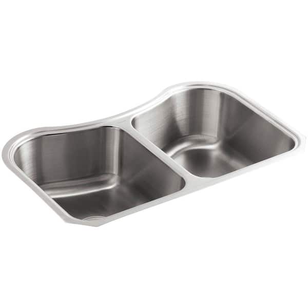 KOHLER Staccato Undermount Stainless Steel 32 in. Double Bowl Kitchen Sink