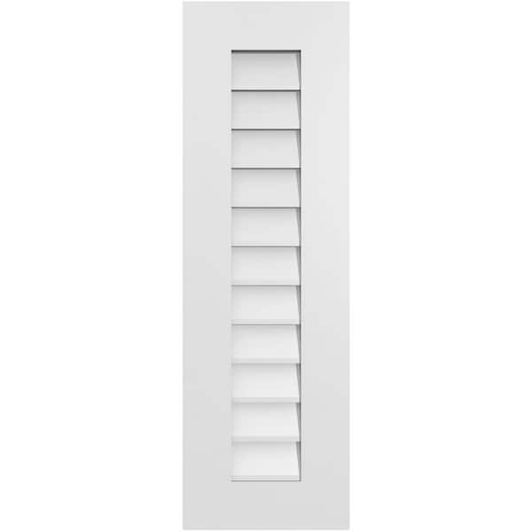 Ekena Millwork 12 in. x 38 in. Rectangular White PVC Paintable Gable Louver Vent Non-Functional