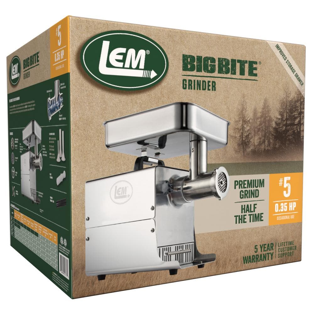 LEM Big Bite Stainless Steel Electric Meat Grinder with 0.5 HP Motor