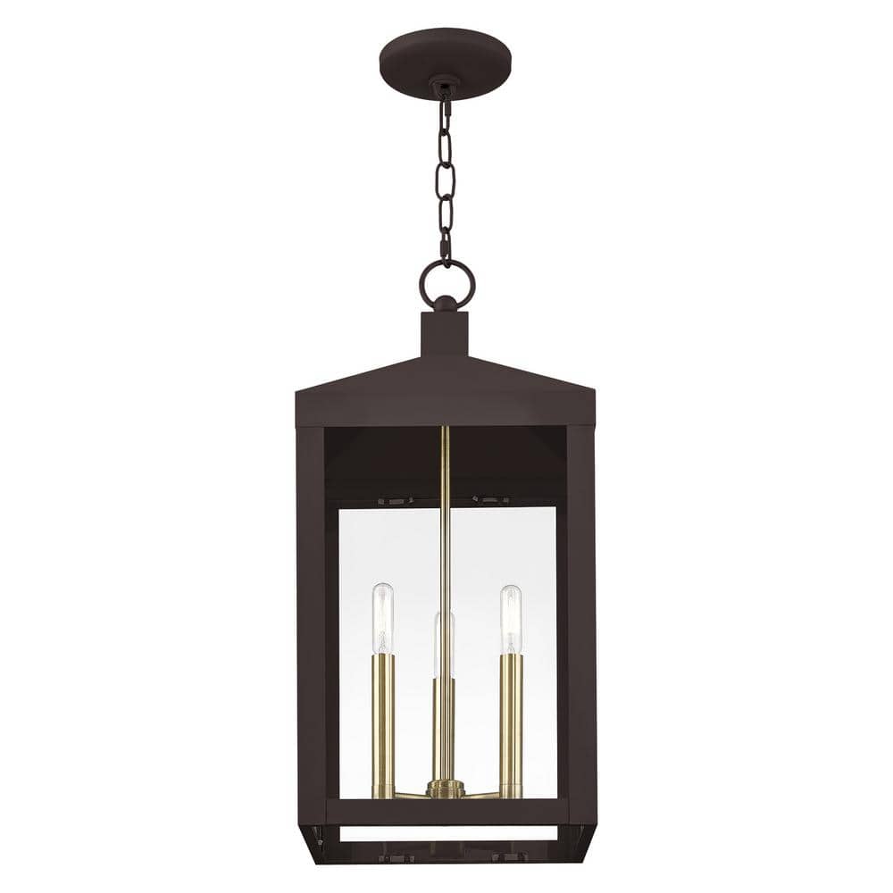 Nyack Bronze 3-Light Outdoor Pendant Lantern