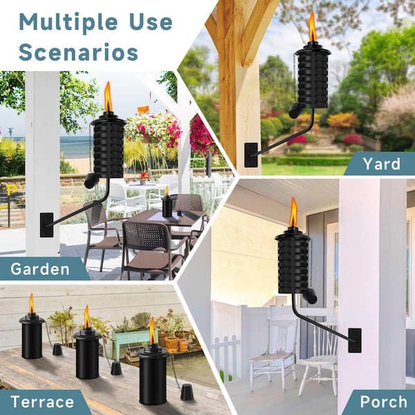 Justincity 16 oz. Black Metal Outdoor Wall Mounted Citronella