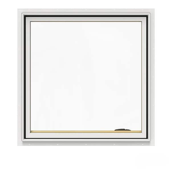 JELD-WEN 36.75 in. x 36.75 in. W-2500 Series White Painted Clad Wood Right-Handed Casement Window with BetterVue Mesh Screen
