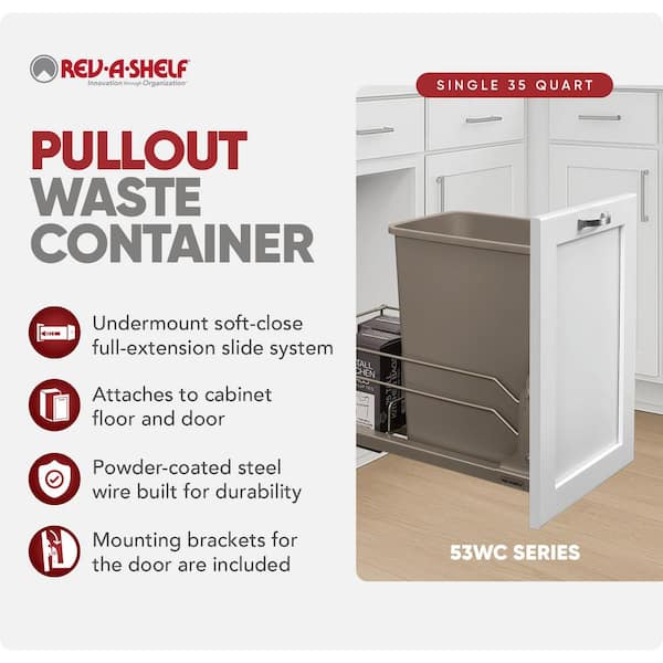 Champagne Pull Out Kitchen Trash Can 35 qt. with Soft-Close