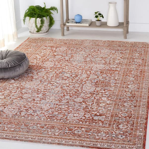 Harlow 3 ft. x 4 ft. Rust/Ivory Gray Medallion Ornate Area Rug