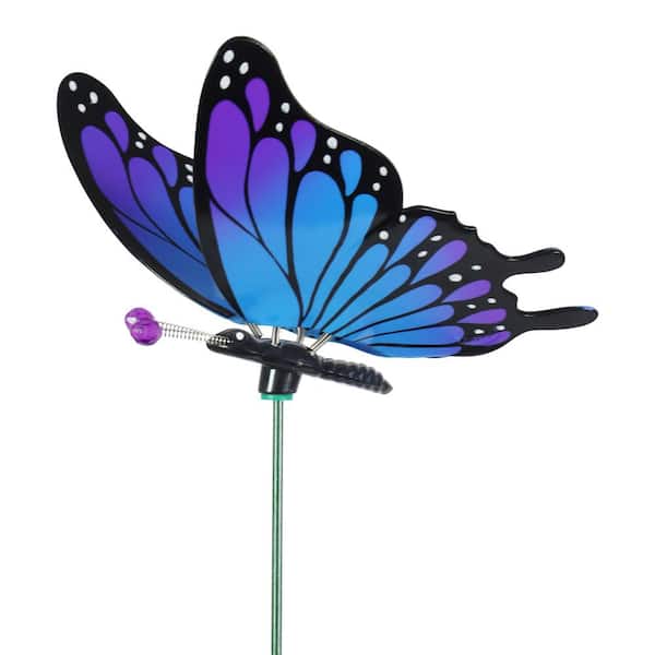 2.46 ft. WindyWing Butterfly Ombre Blue Plastic Garden Stake
