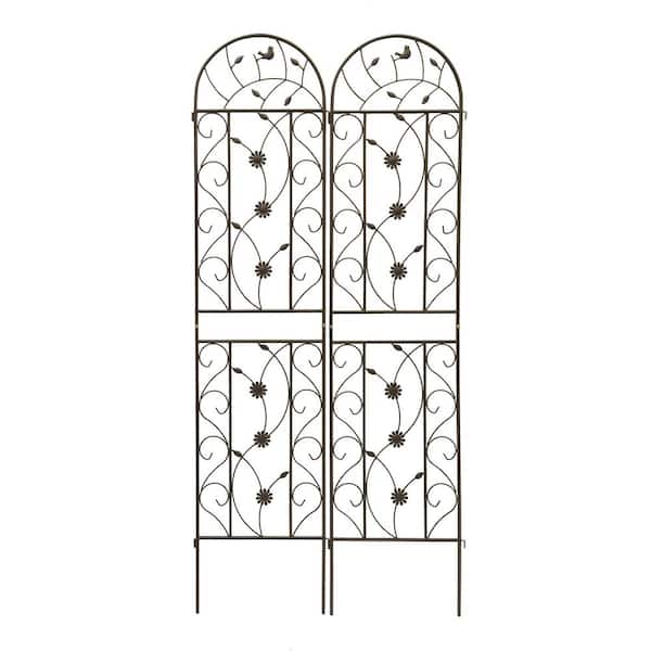 2-Pack 86.7 in. x 19.7 in. Brown Metal Garden Trellis, Rustproof Trellis for Climbing Plants Outdoor Flower Support