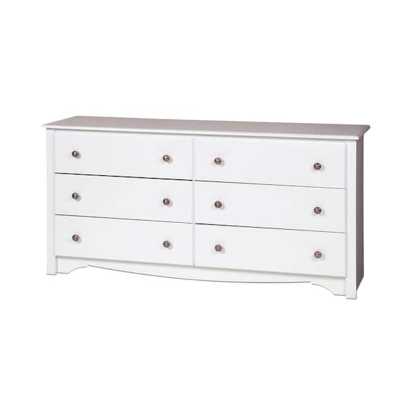 Prepac Monterey 6-Drawer White Dresser