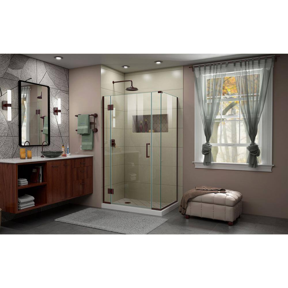 Unidoor-X 39.5" W x 72" H Frameless Clear Glass Shower Enclosure with Black Hardware