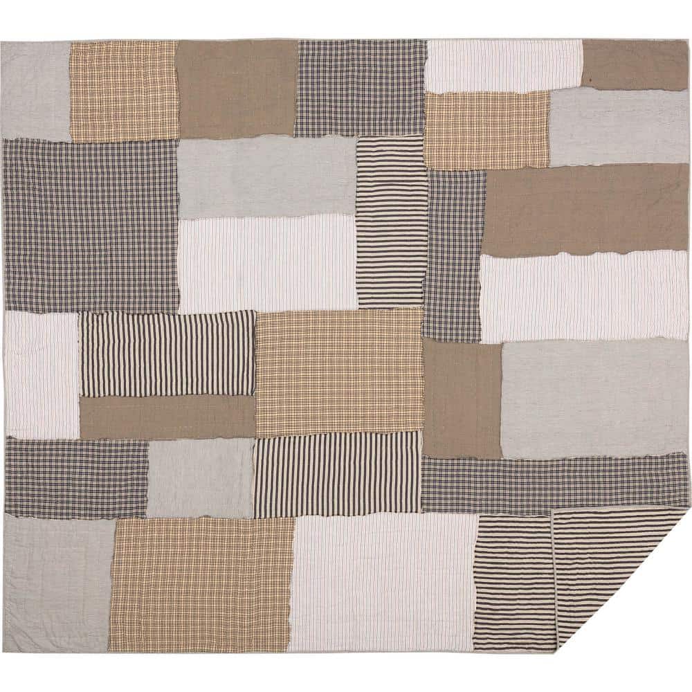 Ashmont Gray and Beige Cotton Reversible King Quilt Set