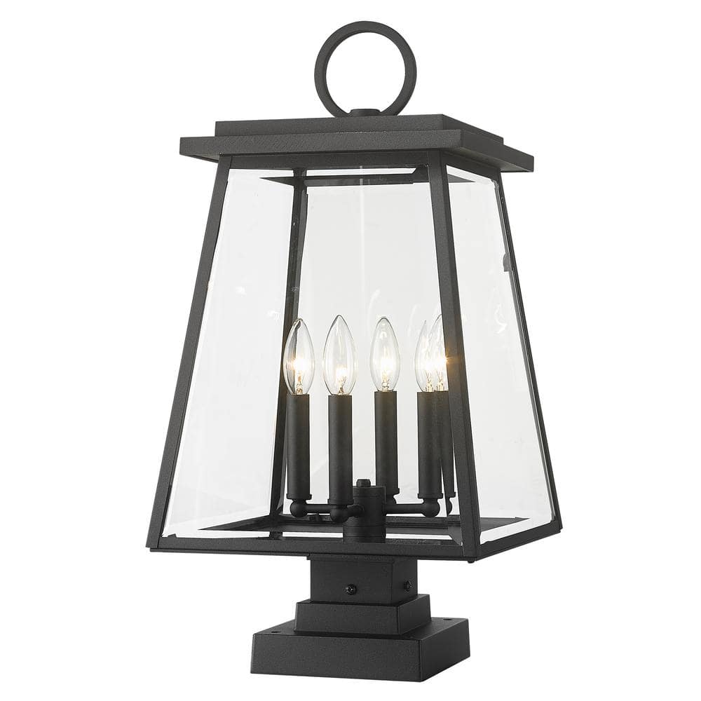 Broughton 24.25 In. with 4-Light Black Aluminum Hardwired Outdoor Rust Resi