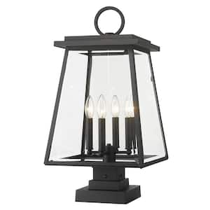 Broughton 24.25 In. with 4-Light Black Aluminum Hardwired Outdoor Rust Resistant Pier Mount Light with No Bulbs Included