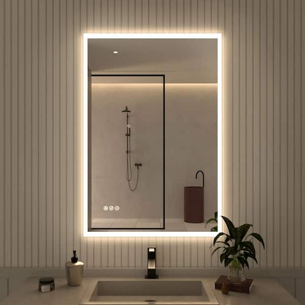 Hermitage Bath Musci 24 in. W x 36 in. H Rectangular Frameless LED Wall Bathroom Vanity Mirror