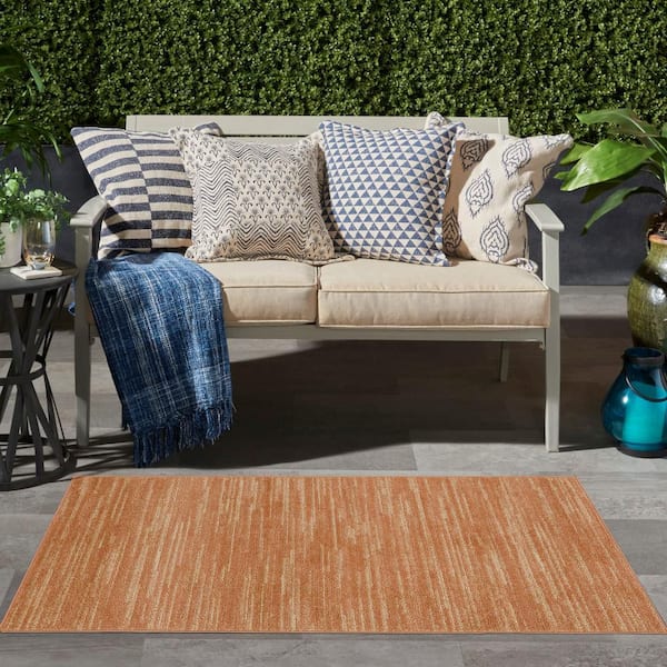 Essentials doormat 2 ft. x 4 ft. Rust Abstract Contemporary Indoor/Outdoor Area Rug