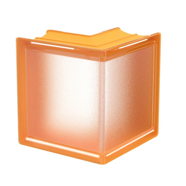 MyMINIGLASS 3 in. Thick Series 6 x 6 x 3 in. Corner (1-Pack) Apricot Mist Pattern Glass Block (Actual 5.75 x 5.75 x 3.12 in.)