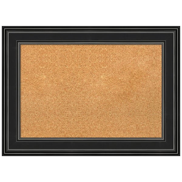Amanti Art Ridge Black 29.50 in. x 21.50 in. Framed Corkboard Memo Board