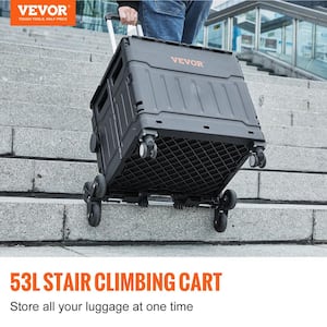 Stair Climbing Cart 220 lbs. Load Capacity 8-Wheels Foldable Shopping Cart with Lid and Adjustable Handle