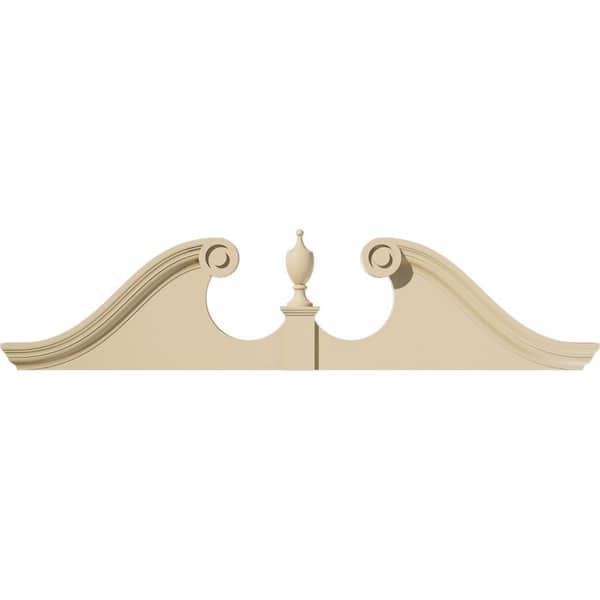 Ekena Millwork 58-in. W x 14-1/2-in. H x 2-3/4-in. P Rams Head Signature Urethane Pediment (Urn Ships Unattached in Box), Primed Tan