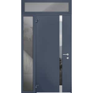 6777 44 in. x 96 in. Left-Hand/Outswing Tinted Glass Gray Graphite Steel Prehung Front Door with Hardware